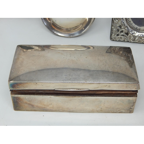 281 - Quantity of Hallmarked Silver to Include a Cigarette Box, Photograph Frames & Pocket Watch Holder: V... 