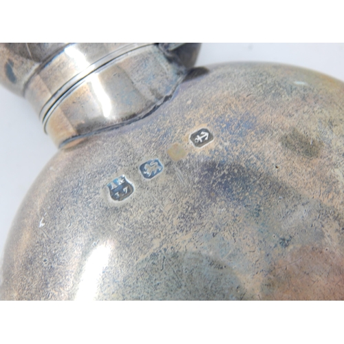 282 - Victorian Hallmarked Silver Hip Flask 176g A/F together with a Silver Mounted Oil Decanter & Salts.