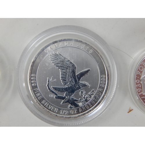 120 - Selection of World Silver coins: Singapore 10 Dollars 1977; Canada 2015 Half Ounce 2 Dollars; Aldern... 