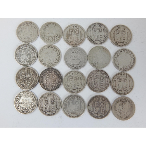 132 - Collection of early Silver Shillings: 1816, 1826, 1856, 1872, 1873, 1880, 1884, 1887(3), 1888(2), 18... 