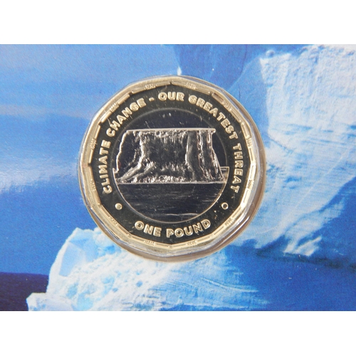 168 - Climate Change British Antarctic Territory £1 coin on Pobjoy card; 1972 Bermuda Silver Proof Dollar ... 