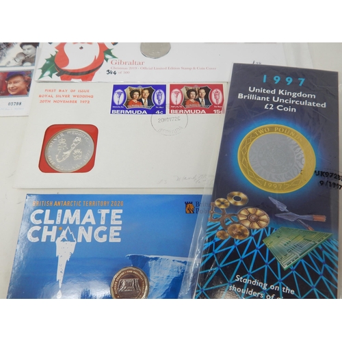 168 - Climate Change British Antarctic Territory £1 coin on Pobjoy card; 1972 Bermuda Silver Proof Dollar ... 