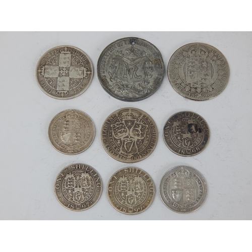 172 - Victoria Silver Shillings 1887 (2); 1897, 1898, 1899; Victoria Gothic Florin 1872; Old Head Florin 1... 