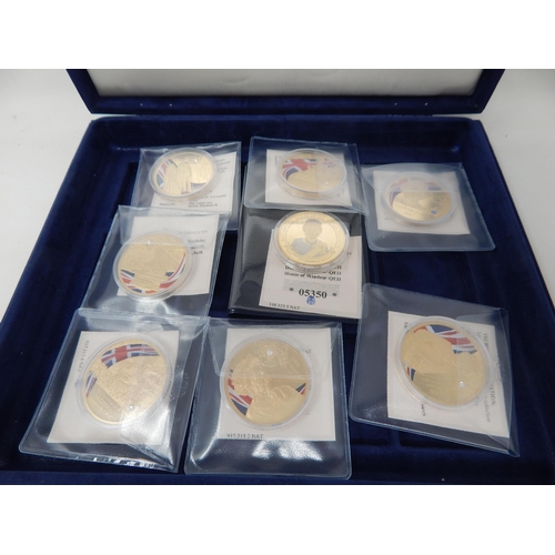 173 - Collection of Life of Queen Elizabeth II 24ct Gold Plated Colour enhanced coins with Swarovski diamo... 