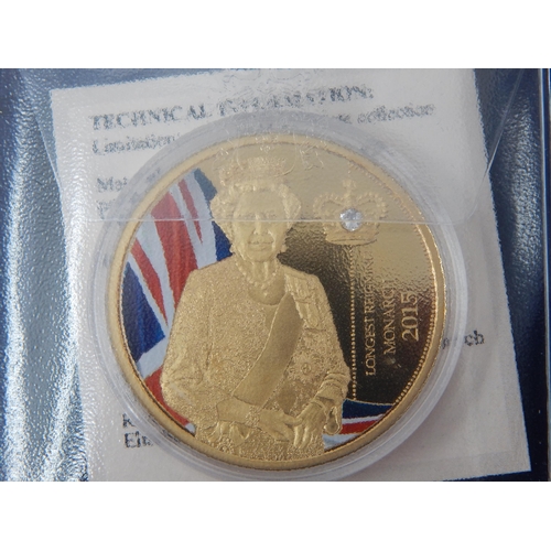 173 - Collection of Life of Queen Elizabeth II 24ct Gold Plated Colour enhanced coins with Swarovski diamo... 