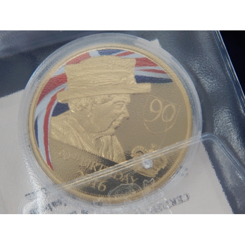 173 - Collection of Life of Queen Elizabeth II 24ct Gold Plated Colour enhanced coins with Swarovski diamo... 