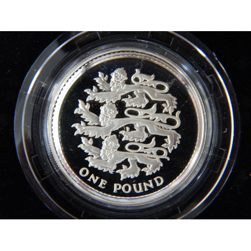 179 - UK Silver Proof Pounds 1992, 1997, 1998; 1993 Piedfort; all brilliant, about as struck, and housed i... 