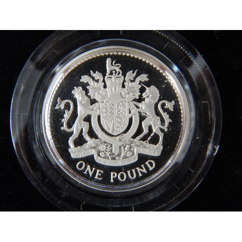 179 - UK Silver Proof Pounds 1992, 1997, 1998; 1993 Piedfort; all brilliant, about as struck, and housed i... 