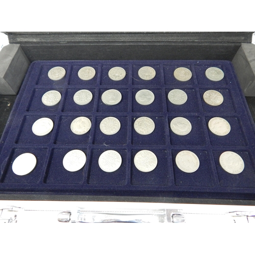 137 - Collection of GB Pre-Decimal coinage from Farthings to Crowns housed on trays in collectors case