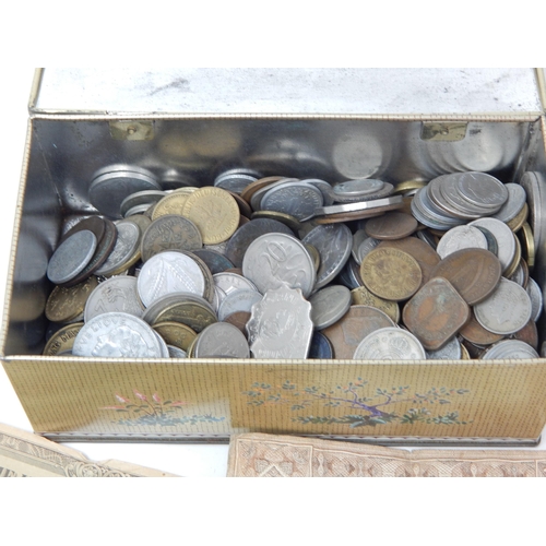 182 - Box containing a collection of coins of the World and some banknotes