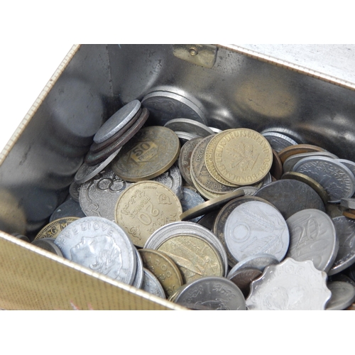 182 - Box containing a collection of coins of the World and some banknotes