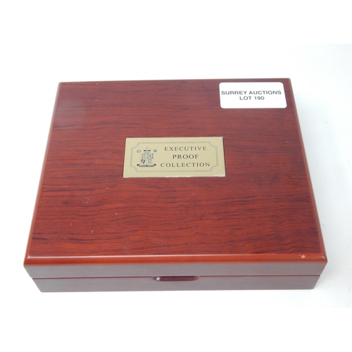 190 - United Kingdom 2007 Executive Proof Coin Collection in Royal Mint wooden case of issue with COA