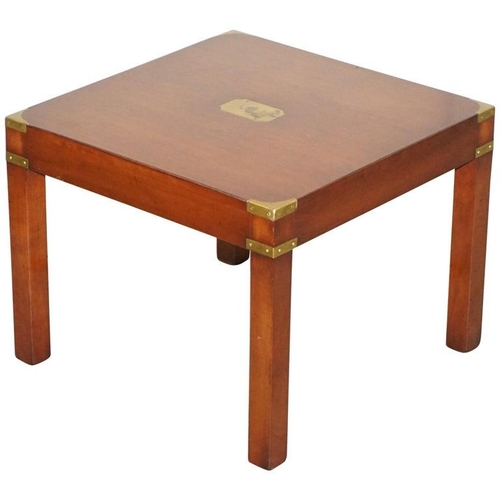 671 - Mahogany & Brass Bound Military campaign coffee table made by Kennedy and retailed through Harrods L... 