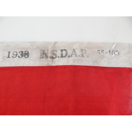 962 - WWII: Nazi Germany N.S.D.A.P Flag by R.Z.M: Measuring 55 x 100