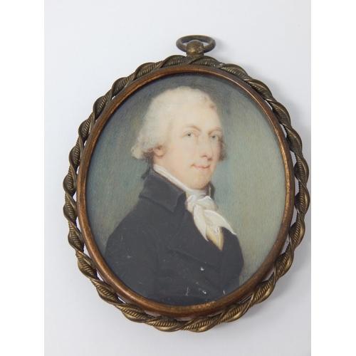 975 - An Exceptional 18th Century Portrait Miniature of a Gentleman dated 1796 with Hair Plait to reverse ... 