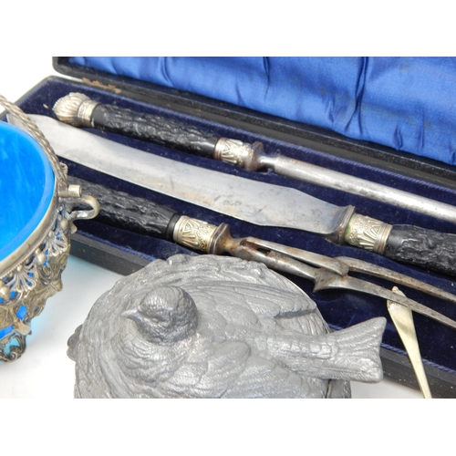 983 - A Quantity of Silver Plated Wares to Include Flatware, Sugar Basket, Carving Set etc (lot)