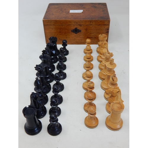 984 - Early 20th Century Boxwood Chess Set in Wooden Box.