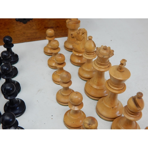 984 - Early 20th Century Boxwood Chess Set in Wooden Box.