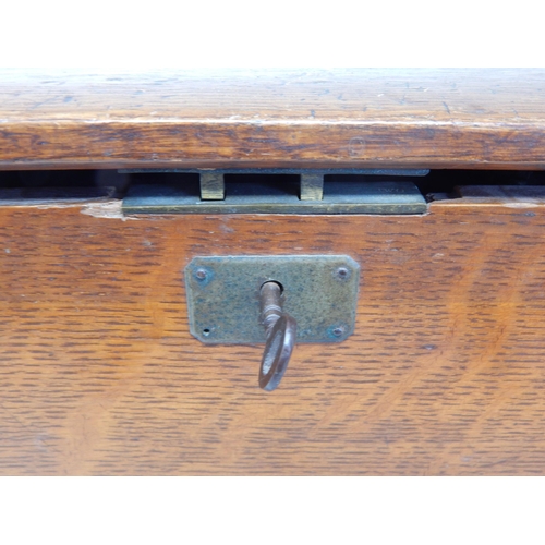 986 - Edwardian Oak Stationary Cabinet with Red Leathered Fitted Interior. Measures 34cm wide x 17cm deep ... 