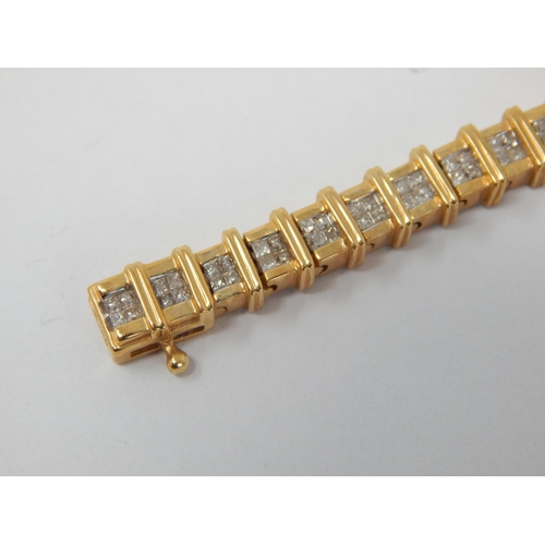 394 - 18ct Yellow Gold Diamond Tennis Bracelet Set with 48 Panels of Diamonds Estimated @ 2.00cts Total. L... 