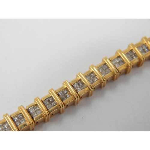 394 - 18ct Yellow Gold Diamond Tennis Bracelet Set with 48 Panels of Diamonds Estimated @ 2.00cts Total. L... 