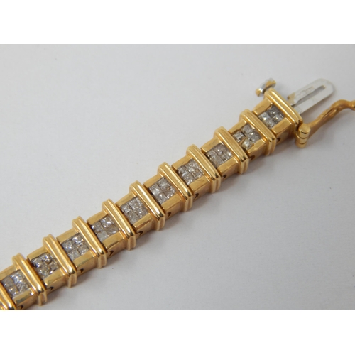 394 - 18ct Yellow Gold Diamond Tennis Bracelet Set with 48 Panels of Diamonds Estimated @ 2.00cts Total. L... 