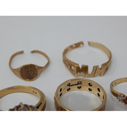 1000 - Group of 9ct Yellow Gold Rings A/F: Gross weight 10.8g