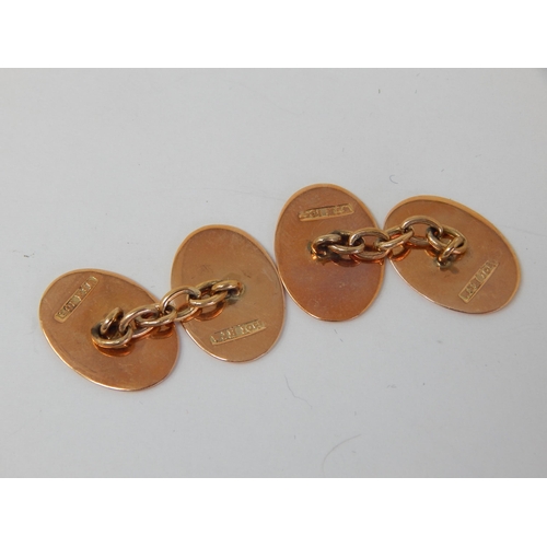 970 - Pair of 10ct Rose Gold Gentleman's Cufflinks engraved with the Initial 