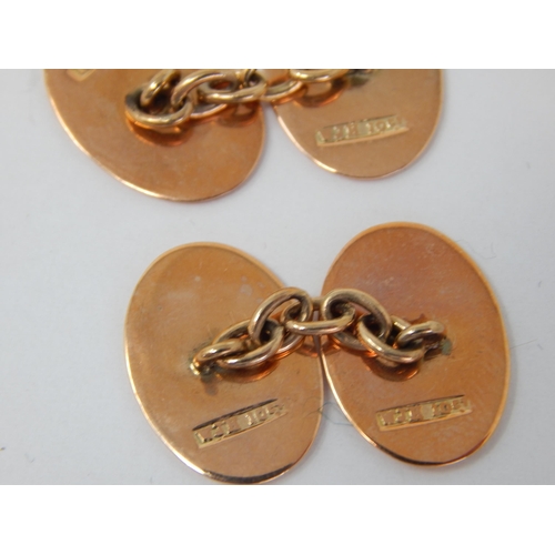 970 - Pair of 10ct Rose Gold Gentleman's Cufflinks engraved with the Initial 