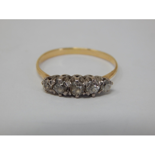 971 - 18ct Yellow Gold Five Stone Diamond Ring: The Diamonds Estimated @ 0.50cts: Size L: Gross weight 1.7... 