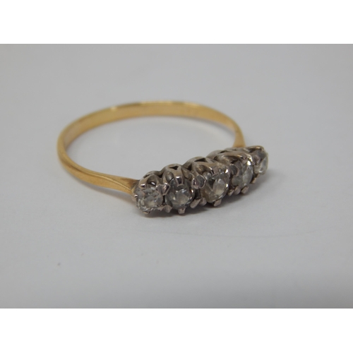 971 - 18ct Yellow Gold Five Stone Diamond Ring: The Diamonds Estimated @ 0.50cts: Size L: Gross weight 1.7... 