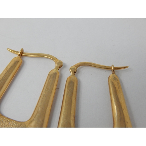 998 - Pair of Heavy 9ct Yellow Gold Designer Earrings: Weight 9.4g