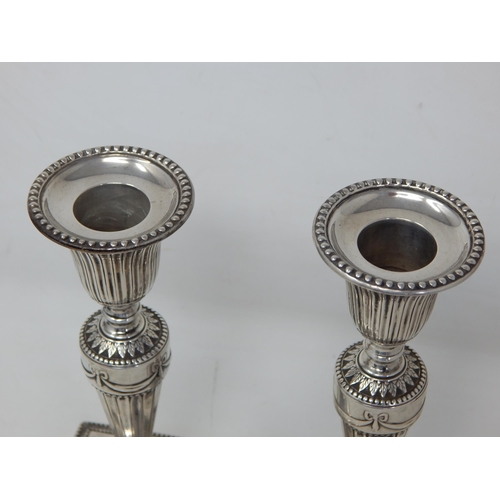 201 - Pair of Victorian Silver Candlesticks with removeable sconces: Hallmarked London 1881 by Thomas Brad... 