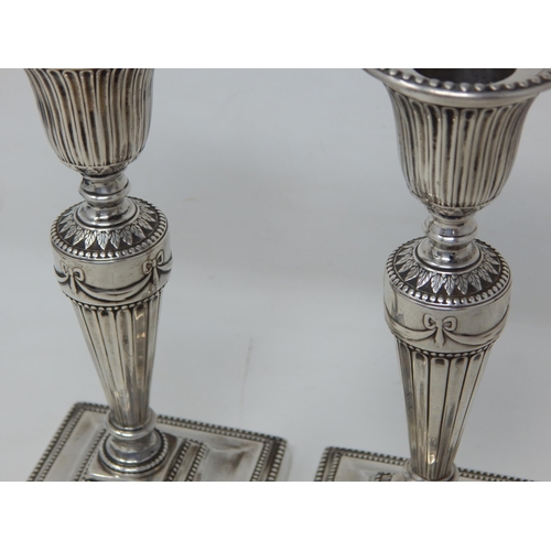 201 - Pair of Victorian Silver Candlesticks with removeable sconces: Hallmarked London 1881 by Thomas Brad... 