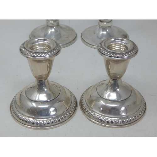 203 - Two Silver mounted Cut Glass Bud Vases, 23cm high: Hallmarked Birmingham 1983 together with a pair o... 