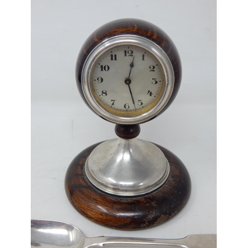 204 - Silver mounted Desk Clock A/F Hallmarked Birmingham by Turner & Simpson together with two Hallmarked... 