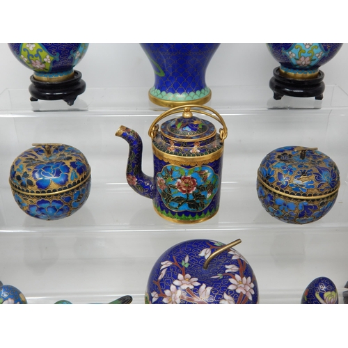 501 - Quantity of Modern Cloisonne Wares Including Vases on Stands, Pots etc (lot). Tallest 23cm