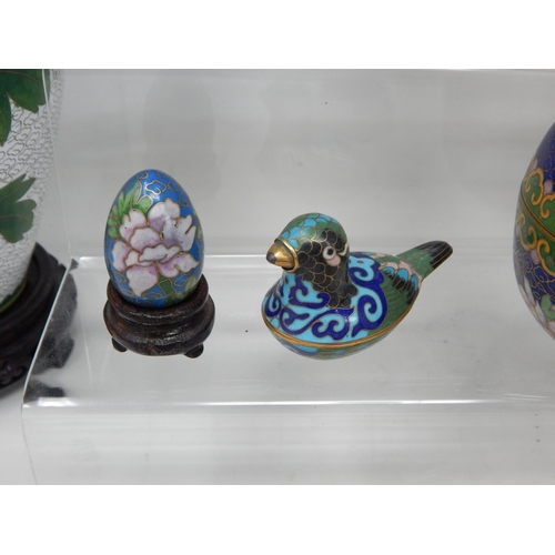 501 - Quantity of Modern Cloisonne Wares Including Vases on Stands, Pots etc (lot). Tallest 23cm