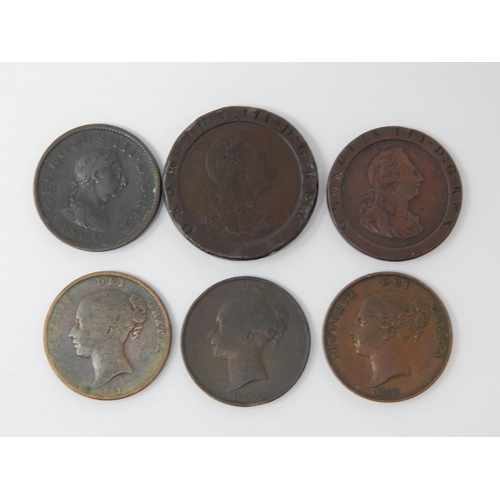 193 - George III Twopence 1797, Pennies 1797/1806 together with QV Pennies 1841/1853/1858