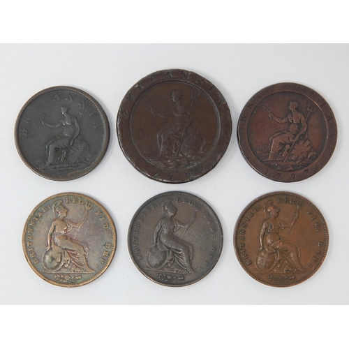 193 - George III Twopence 1797, Pennies 1797/1806 together with QV Pennies 1841/1853/1858