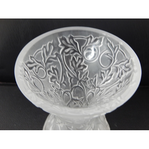 502 - LALIQUE: Clear Glass Bird Vase: Height 13.5cm: Etched Signature to Base 