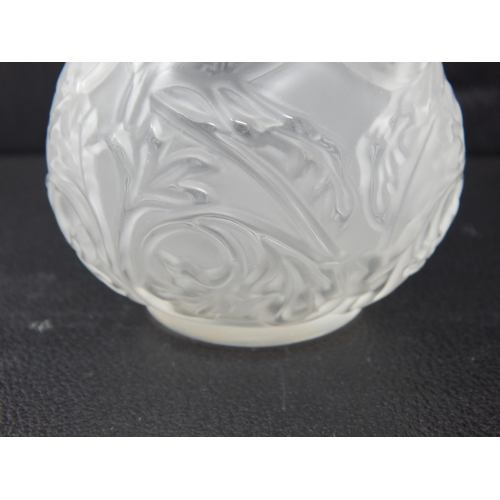 502 - LALIQUE: Clear Glass Bird Vase: Height 13.5cm: Etched Signature to Base 