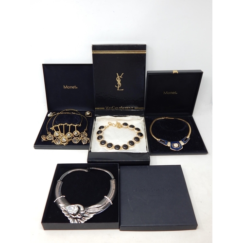 219 - Designer Necklaces & Earrings by Monet, Yves Saint Laurent & Eight Five Two: All Boxed