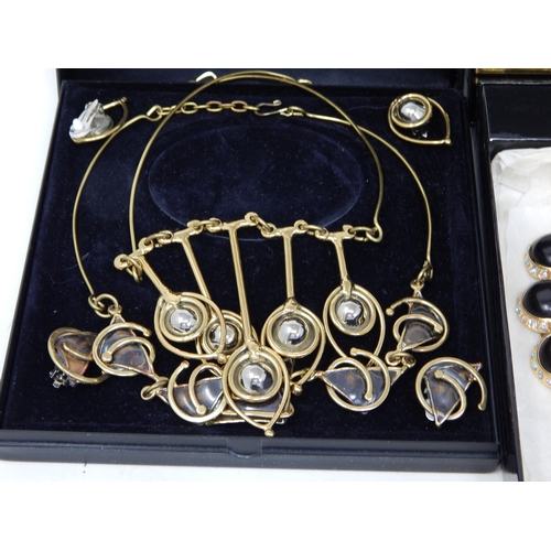 219 - Designer Necklaces & Earrings by Monet, Yves Saint Laurent & Eight Five Two: All Boxed