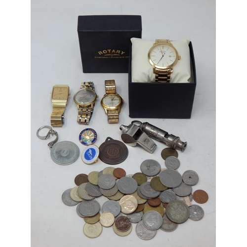 220 - Gentleman's Wristwatches by Buren, Rotary, Seiko & Helvetia: ARP & Acme Thunderer Whistles, Medallio... 