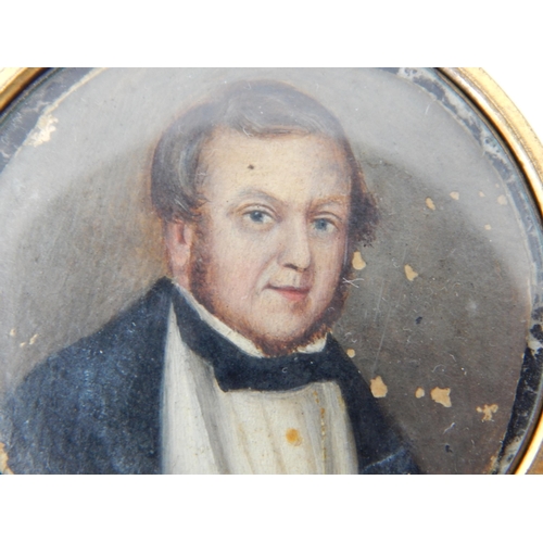 222 - 19th Century Portrait Miniature of a Gentleman in a Gilt Case: Purportedly Found by the Vendors Fath... 