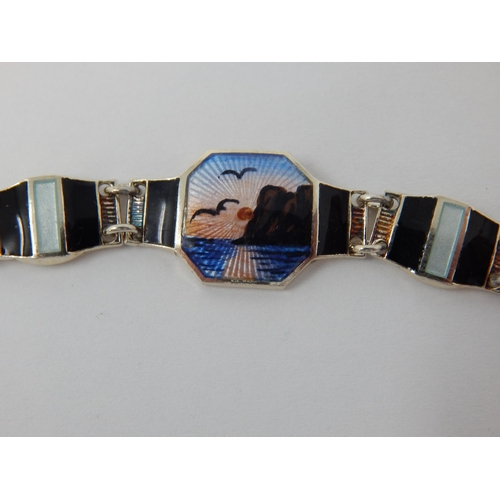 223 - A Norwegian 925S Silver & Enamel Bracelet by Bernard Meldahl: Measuring 16cm Gross weight 16.3g