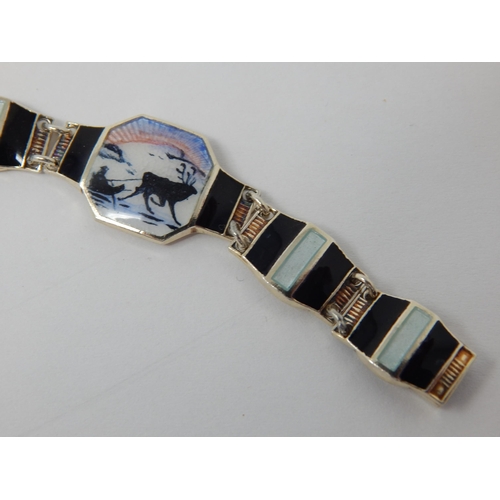 223 - A Norwegian 925S Silver & Enamel Bracelet by Bernard Meldahl: Measuring 16cm Gross weight 16.3g