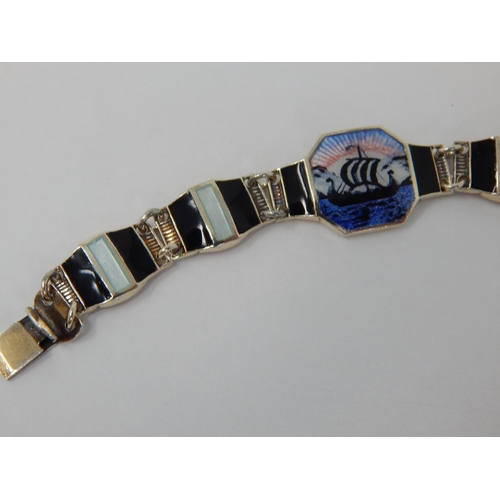 223 - A Norwegian 925S Silver & Enamel Bracelet by Bernard Meldahl: Measuring 16cm Gross weight 16.3g