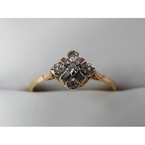 224 - 9ct Yellow Gold Diamond Set Flowerhead Ring Hallmarked Birmingham 1965: Size Q in Fitted Box.